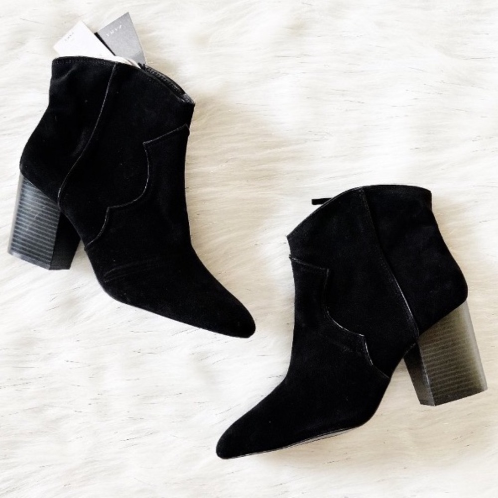 NEW Zara Real Suede Leather Ankle Cowboy Boots